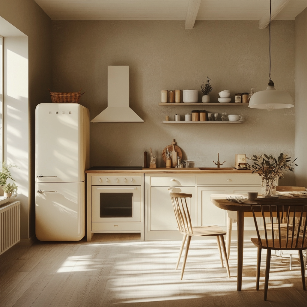 Cozy Kitchen using Earthy Color Schemes with light
