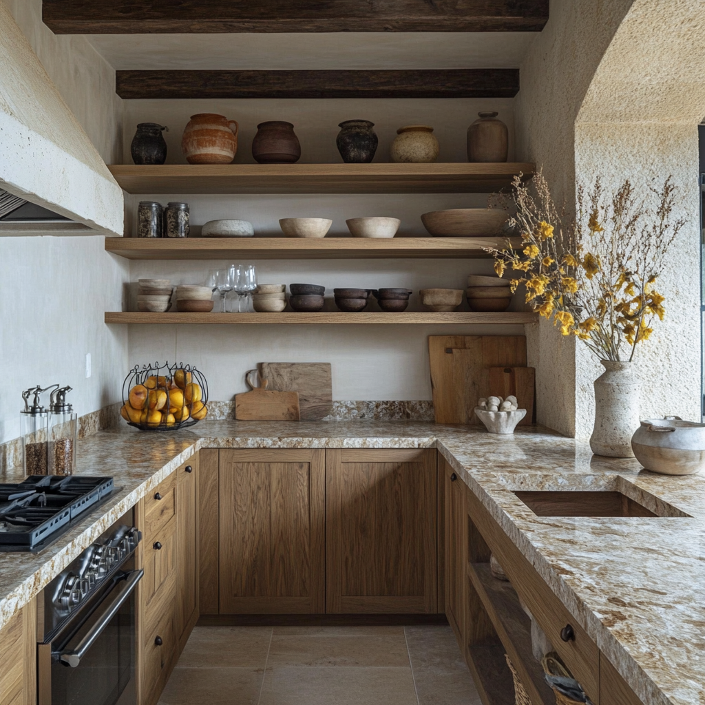 Cozy kitchen using stone countertops